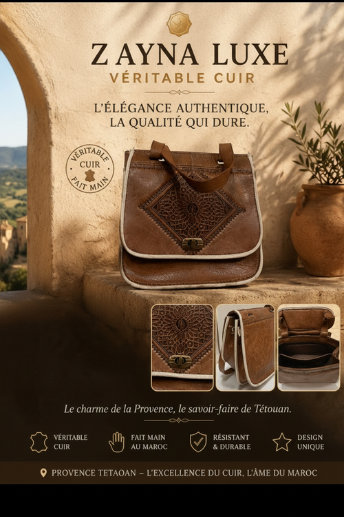 Sac Cuir Bandoulière Zayna Luxe – Portefeuille Offert